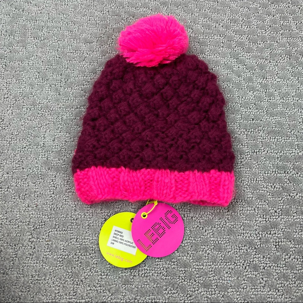 NWT Lebig deep red girls beanie hat